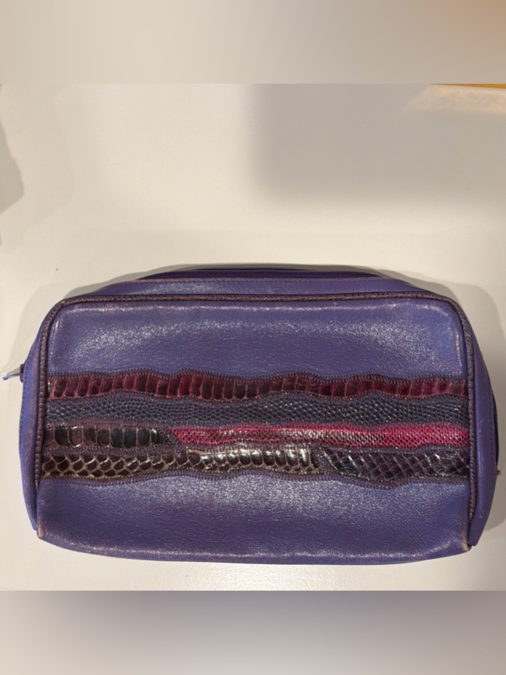 Vasilis For Trotting purple snakeskin small accessory makeup pouch vintage